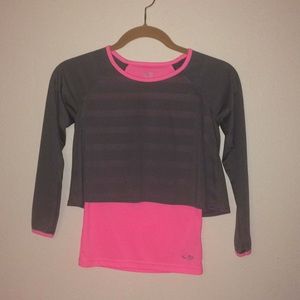 Neon pink and gray long sleeve Champion shirt